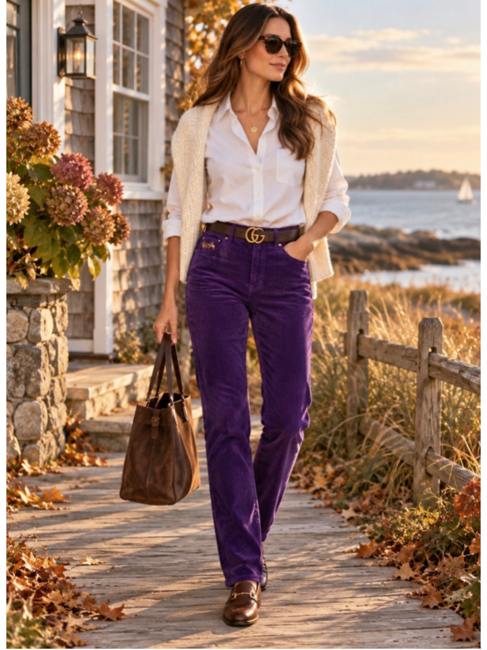 Vintage Ralph Lauren Egplant Corduroy Pants Women’s 14 Purple Straight Leg